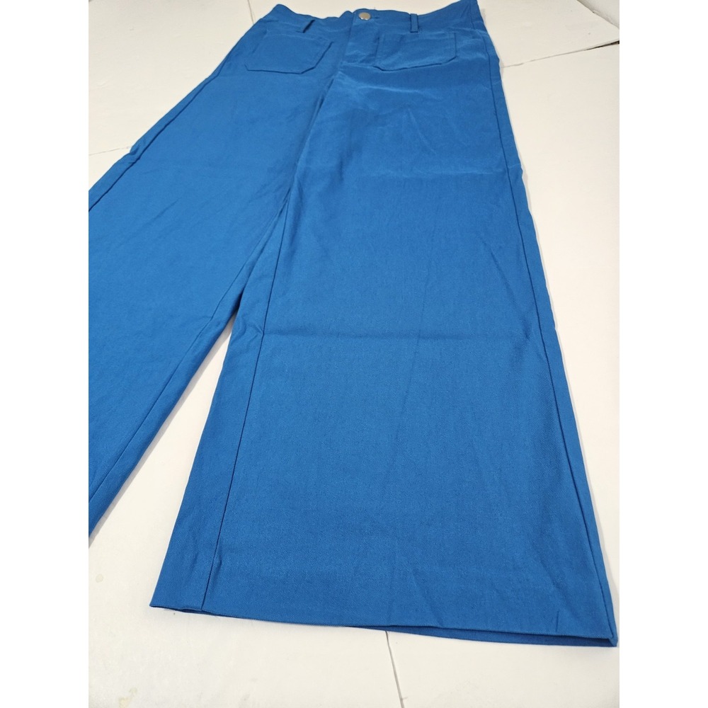 New Jules & Leopold Wide Leg Crop Trousers Royal Blue Womens Size Small 28 Inch - Picture 2 of 9